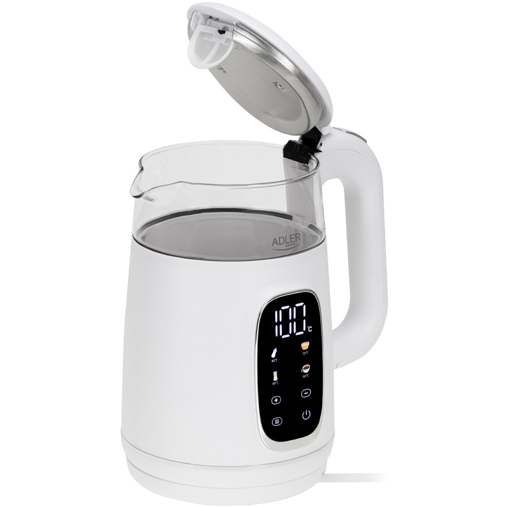 Електрочайник Adler AD 1305 white silver 1850-2200Вт/ 1.7л/ скло/ встановлення температури/ Вінниця - фото 6