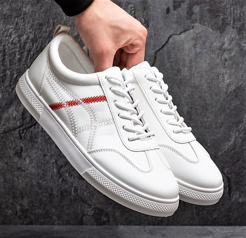 Кроссовки Мужские Белые Кожаные (размеры: 40,41,42) - 215-4 Днепр - изображение 5