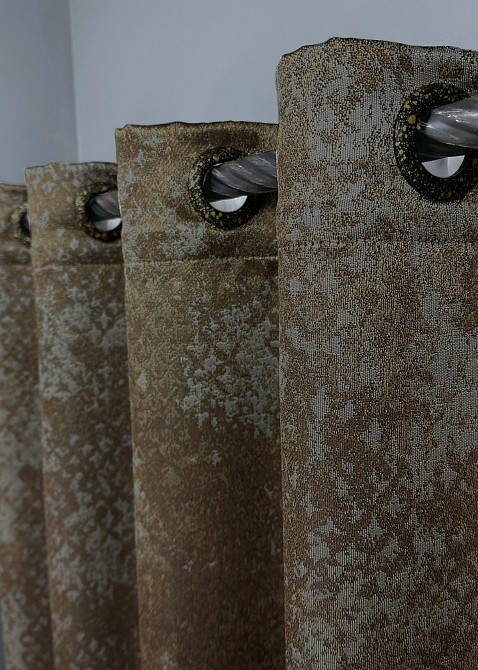 Комплект штор на люверсах VR-Textil Мрамор Al-9 № 1639ш Коричневый с серым 150х270 см 2 шт (37-0175) Киев - изображение 4