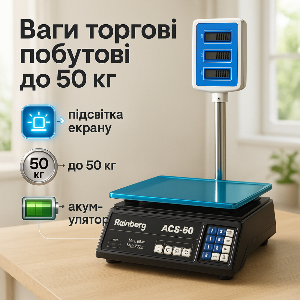 Весы для магазина до 50 кг, Весы торговые электронные 50кг Электронные для торговли с показателем RZ-55 Львов - изображение 10