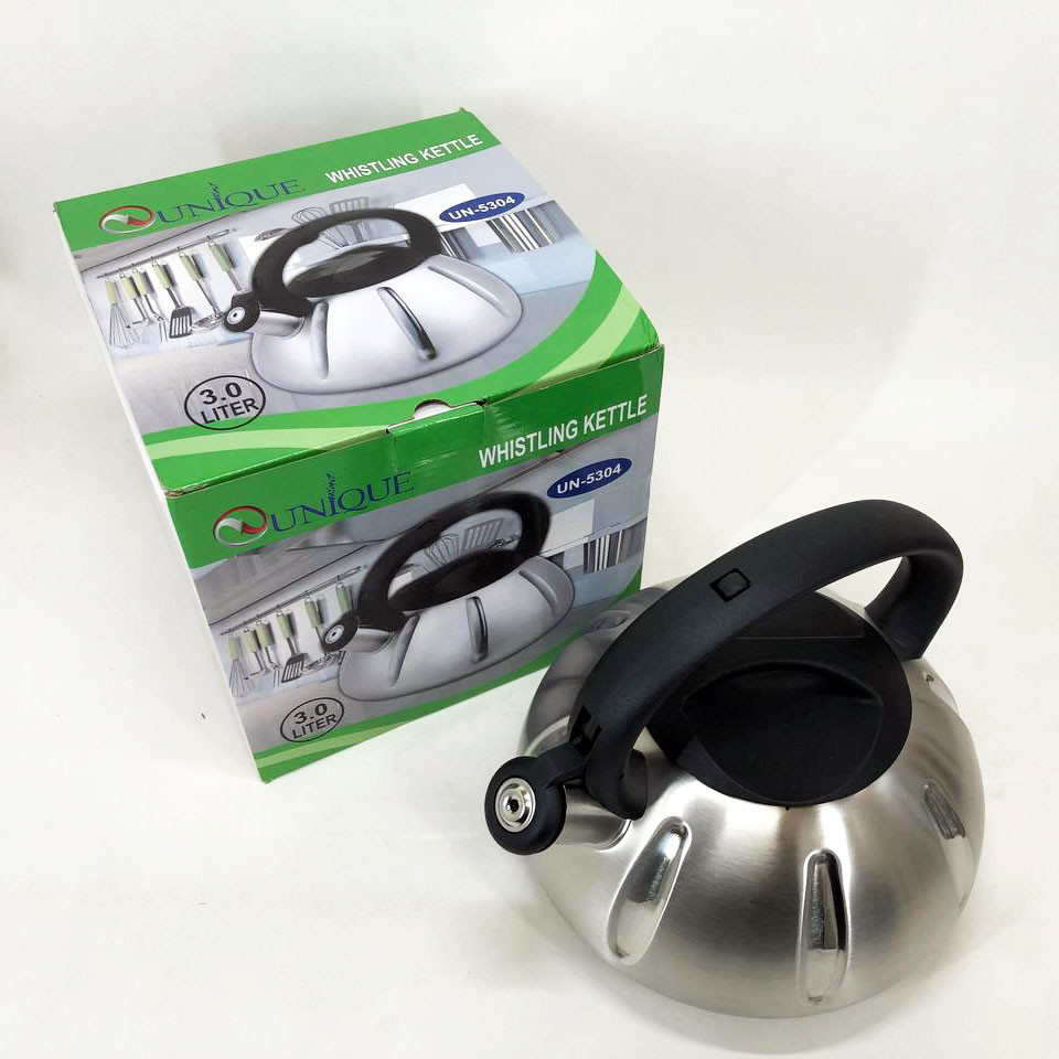 Чайник стальной со свистком на плиту Unique, Чайник металлический со свистком газовый 3 литра BU-46 Львов - изображение 3