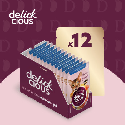 Влажный корм для кошек Delickcious Кусочки с лососем и мидиями в соусе 85 г (4820269143135) Винница - изображение 5