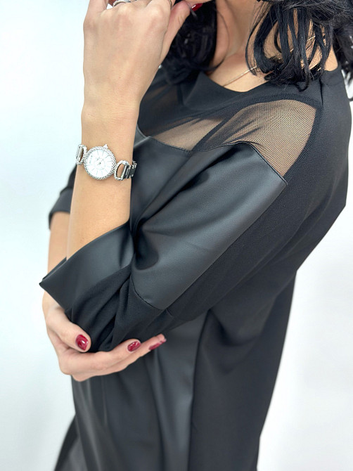 Плаття з екошкіри з сітчастим декором "Courtney" оптом | Норма Київ - фото 9