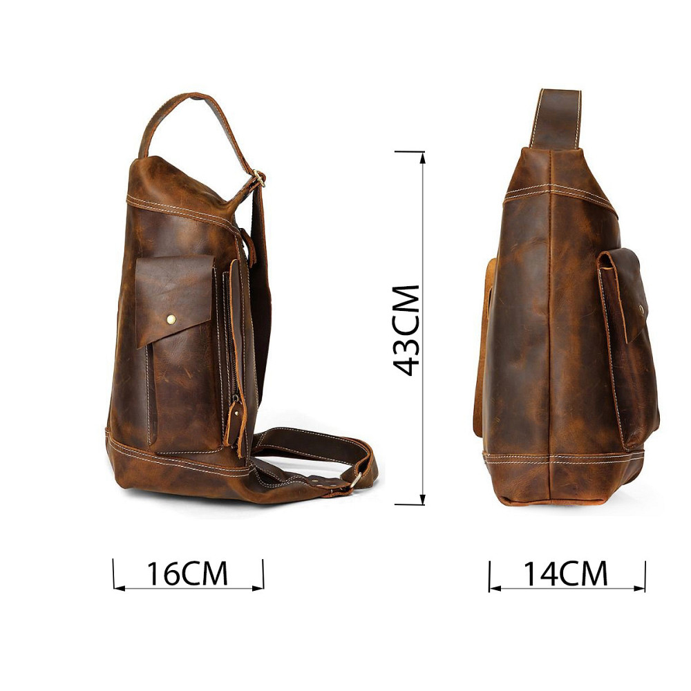 Чоловіча вінтажна сумка через плече Vintage 14782 Коричнева Київ - фото 3