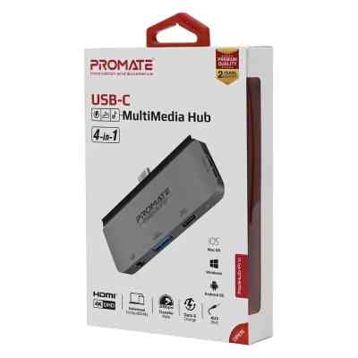 Концентратор Promate USB Hub 4 ports padhub-pro.grey (padhub-pro.grey) Винница