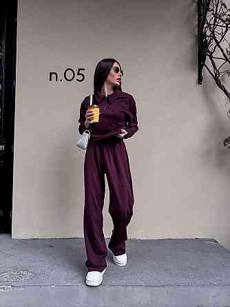 Жіночий базовий прогулянковий костюм на осінь щільний джерсі Винний, 42/44 Одеса