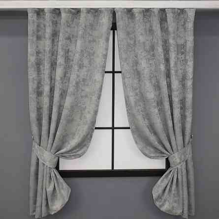 Комплект коротких штор VR-Textil Жакард Sultan XO № 1125ш 2 шт 130х170 см Сірий (35-0039) Київ