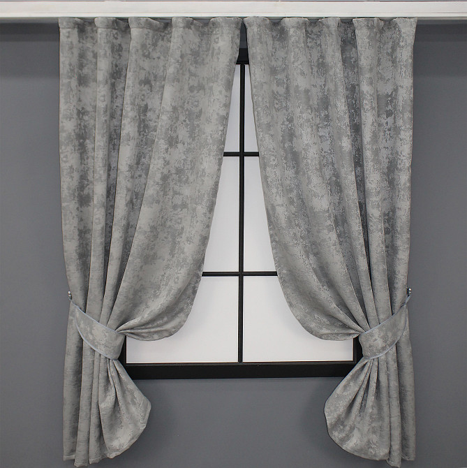 Комплект коротких штор VR-Textil Жакард Sultan XO № 1125ш 2 шт 130х170 см Сірий (35-0039) Київ - фото 1