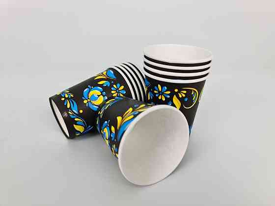 Паперові склянки кольорові 175 мл "Український Орнамент" Маестро (50 шт.) Харків