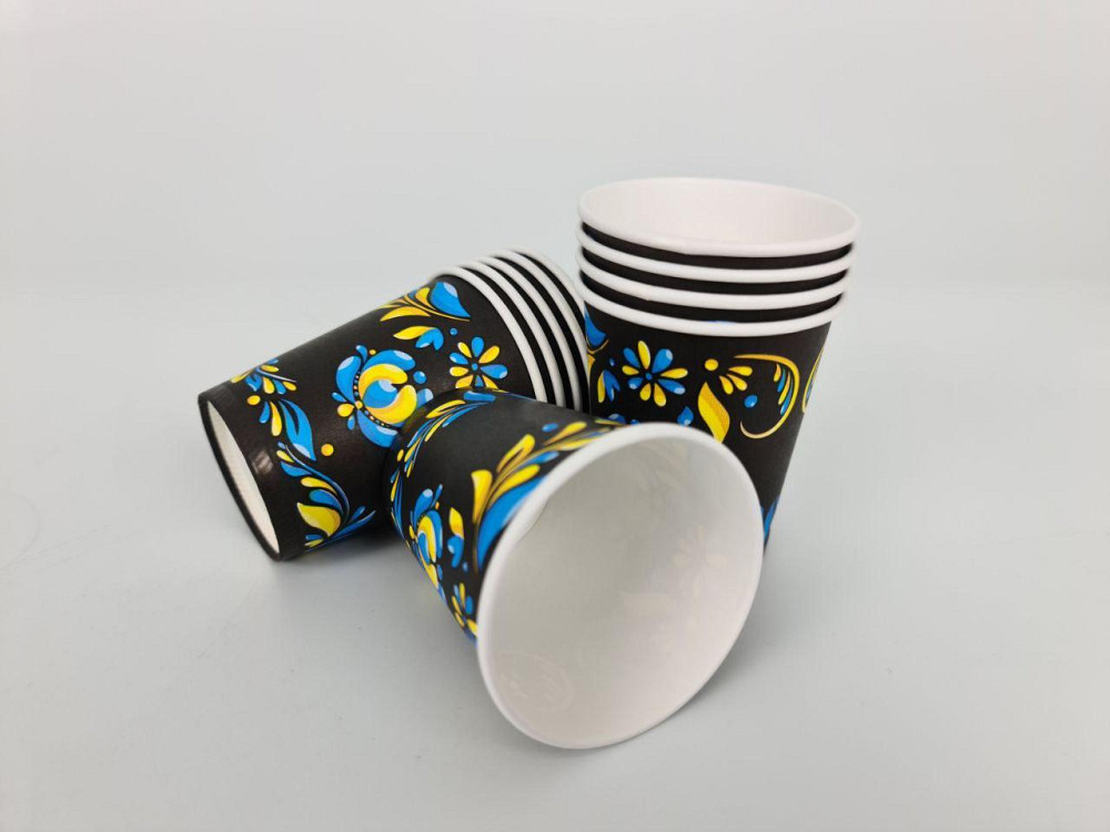 Паперові склянки кольорові 175 мл "Український Орнамент" Маестро (50 шт.) Харків - фото 3