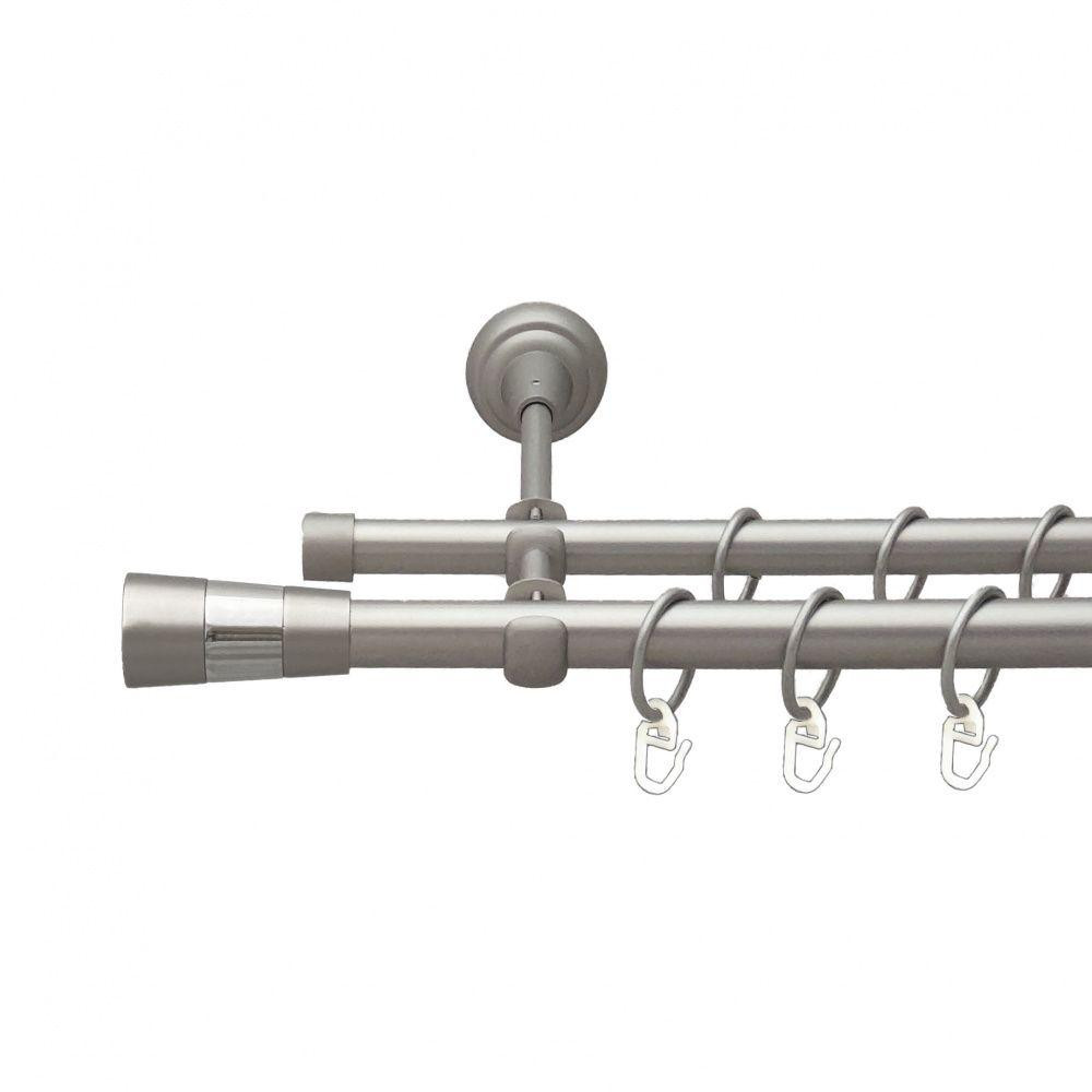 Карниз Orvit Валео металевий дворядний відкритий гладка труба кільце металеве Сатин 19\16 мм 240 см (00-00013694) Львів - фото 1