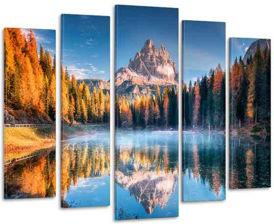 Модульна картина у вітальню/ спальню Озеро над горами LM004_5 90х132 см Київ