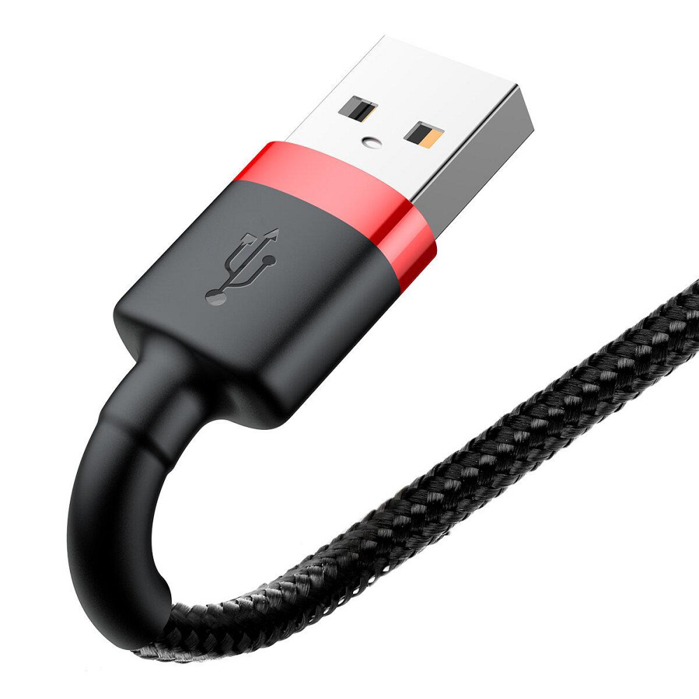 Кабель Baseus Cafule Cable USB - Lightning 2.4A 0.5m, колір червоний+Black CALKLF-A19 Одеса - фото 2