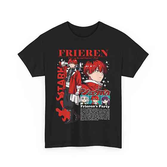 Футболка для хлопчика з аніме принтом Фріерен Бейонд Джоурнейс Енд оверсайз (зріст від 165 до 180) Чорний AnimeJ0334m Дніпро