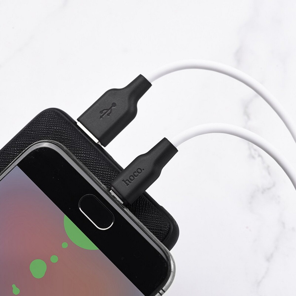 Кабель HOCO X21 Plus USB to Micro 2.4A, 1m, silicone, silicone connectors, Black+White Київ - фото 2