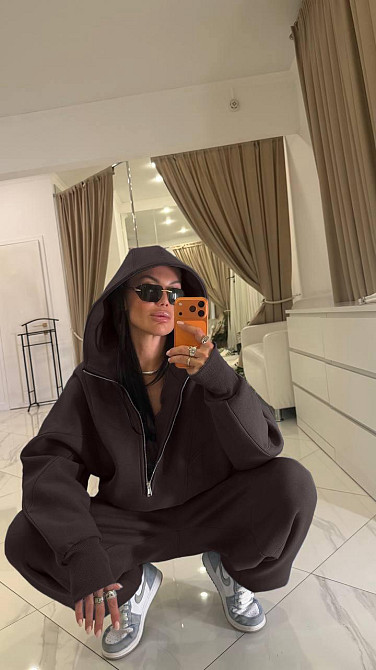 Женский стильный костюм с лампасами из качественной турецкой ткани Шоколад, 42/44 Одесса - изображение 3