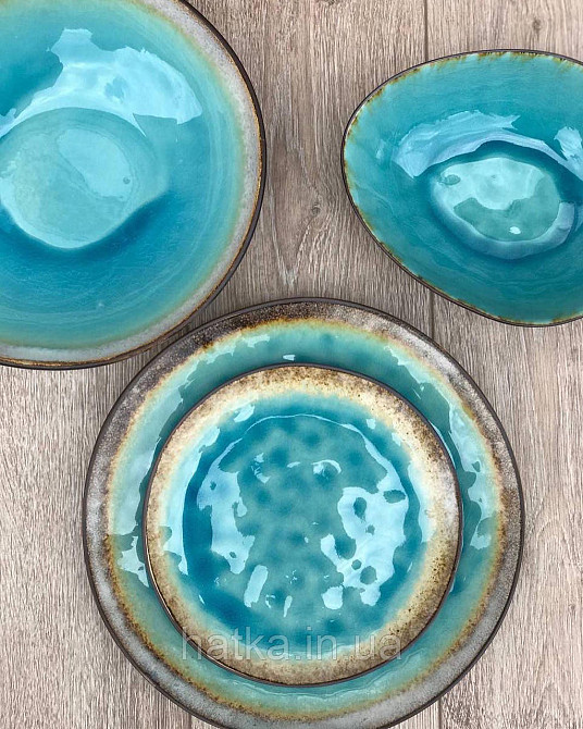 Тарілка Olens "BLUE LAGUNA" 21 см кераміка кругла голуба Київ - фото 2