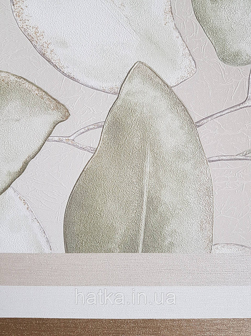 Обои виниловые на флизелиновой основе Rasch Incanto 1.06х10 листья крупные зеленые бежевые золотистые Киев - изображение 4