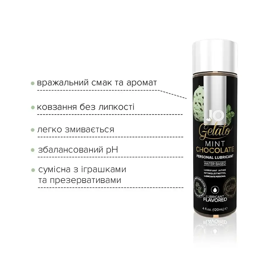 Змазка на водній основі System JO GELATO Mint Chocolate (120 мл) без цукру, парабенів та пропіленглі Львів - фото 3