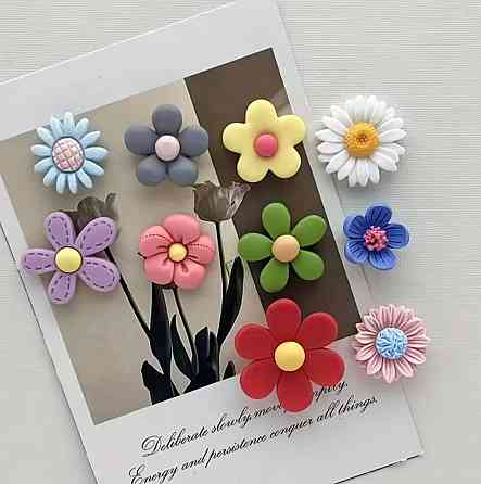 Магниты на холодильник цветы, декоративные магниты набор 10 шт разноцветные Киев