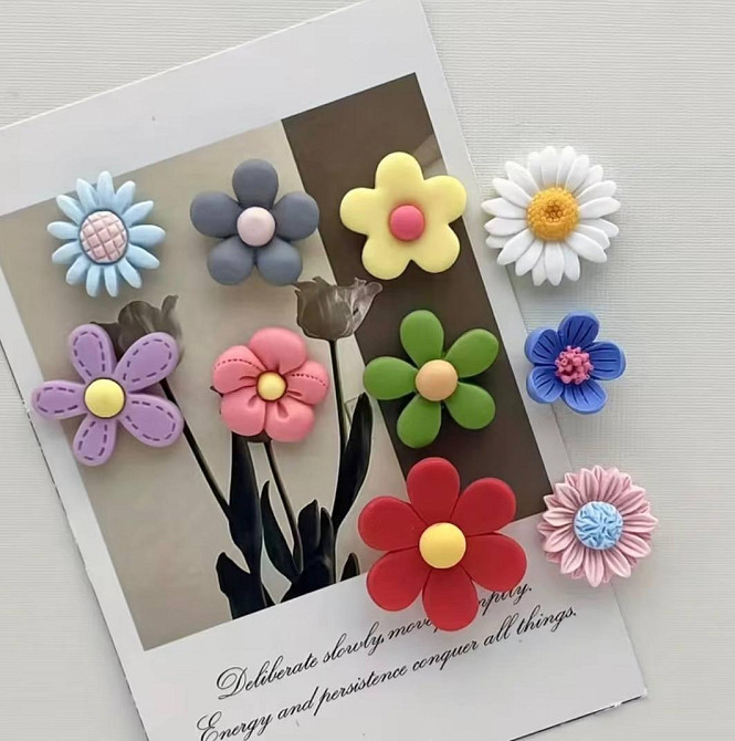 Магніти на холодильник квіти, декоративні магніти набір 10 шт різнокольорові Київ - фото 3