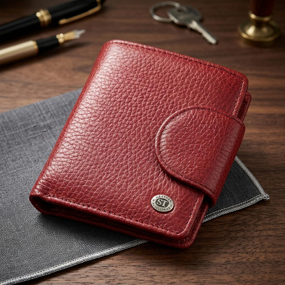 Жіночий шкіряний гаманець для карток купюр та монет ST Leather 18499 Червоний Київ - фото 15