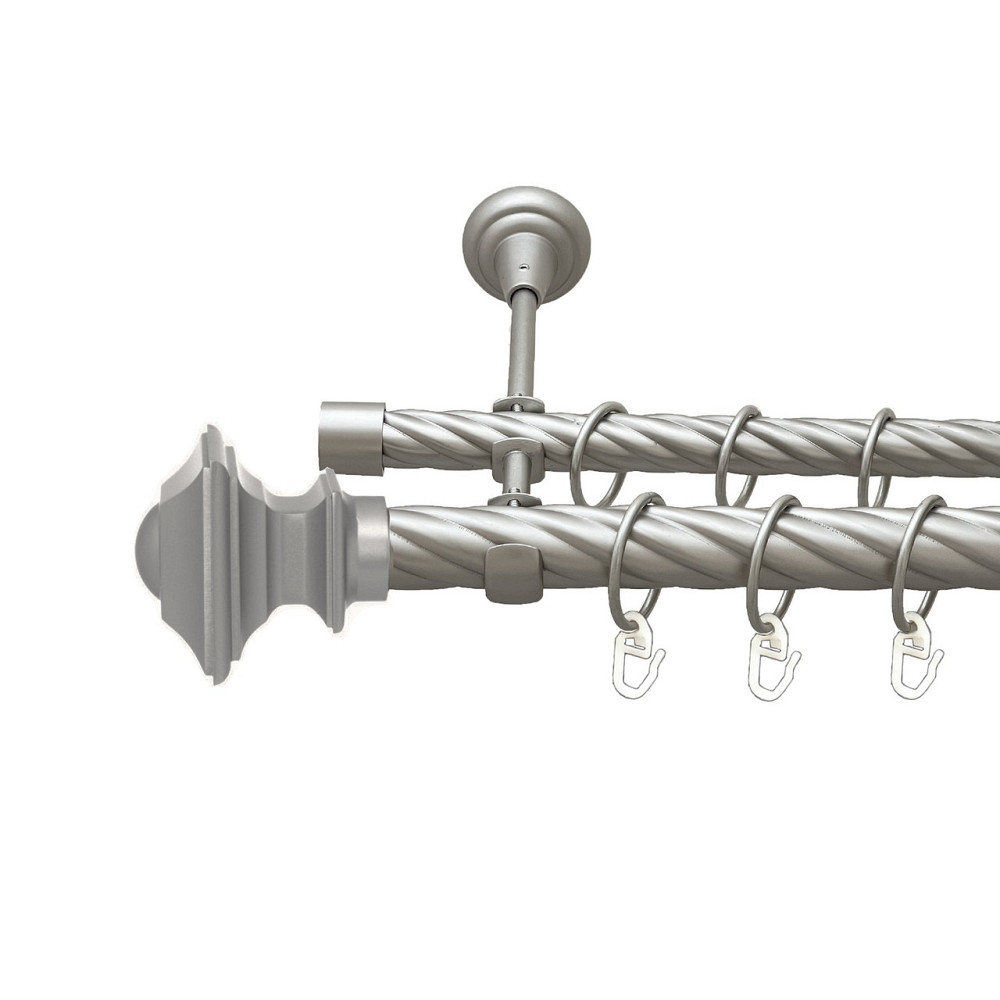 Карниз Orvit Борджеза металевий дворядний відкритий скручена труба кільце металеве Сатин 25\19 мм 200 см Львов - изображение 1