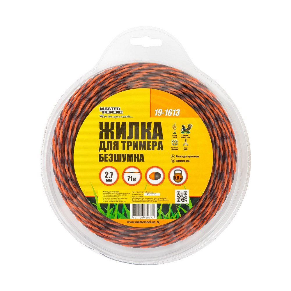 MASTERTOOL Жилка для тримера безшумна MASTERTOOL SPIRAL 2.70 мм 71 м (блістер) двоколірна 19-16 Коломия - фото 2