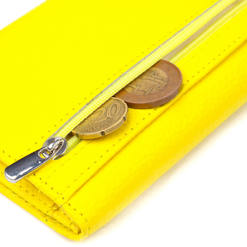 Яскраве жіноче портмоне з натуральної шкіри флотар Жовте (CANPELLINI) Київ - фото 1