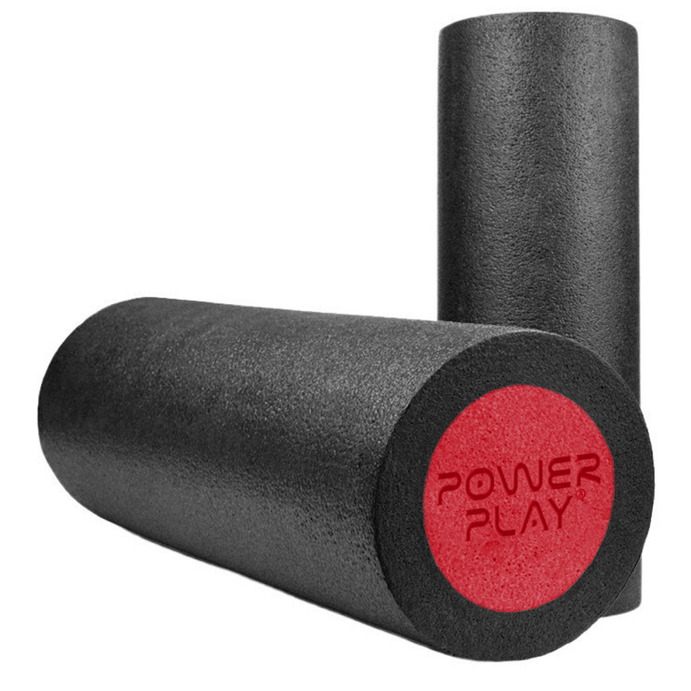 Масажний ролик (роллер) гладкий PowerPlay 4021 Fitness Roller Чорно-червоний (45x15см.) Кам'янське - фото 1
