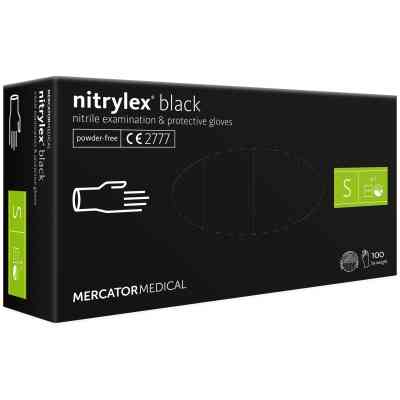 Медицинские перчатки Mercator Medical Nitrylex Black Нитриловые Неопудренные диагностические Размер S 100 шт. Черные (3.1017) (5906615004424) Винница