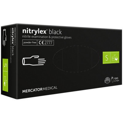 Медицинские перчатки Mercator Medical Nitrylex Black Нитриловые Неопудренные диагностические Размер S 100 шт. Черные (3.1017) (5906615004424) Винница - изображение 1