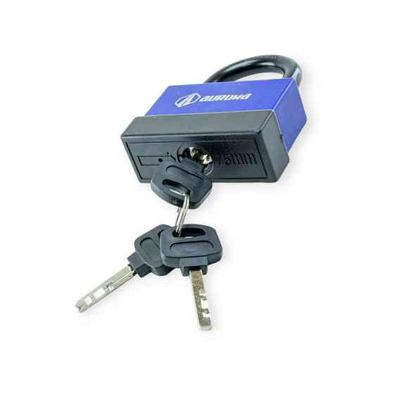 Замок навісний "дужка" 72 мм, фінський ключ 3 шт, гумовий, пластик Мукачево