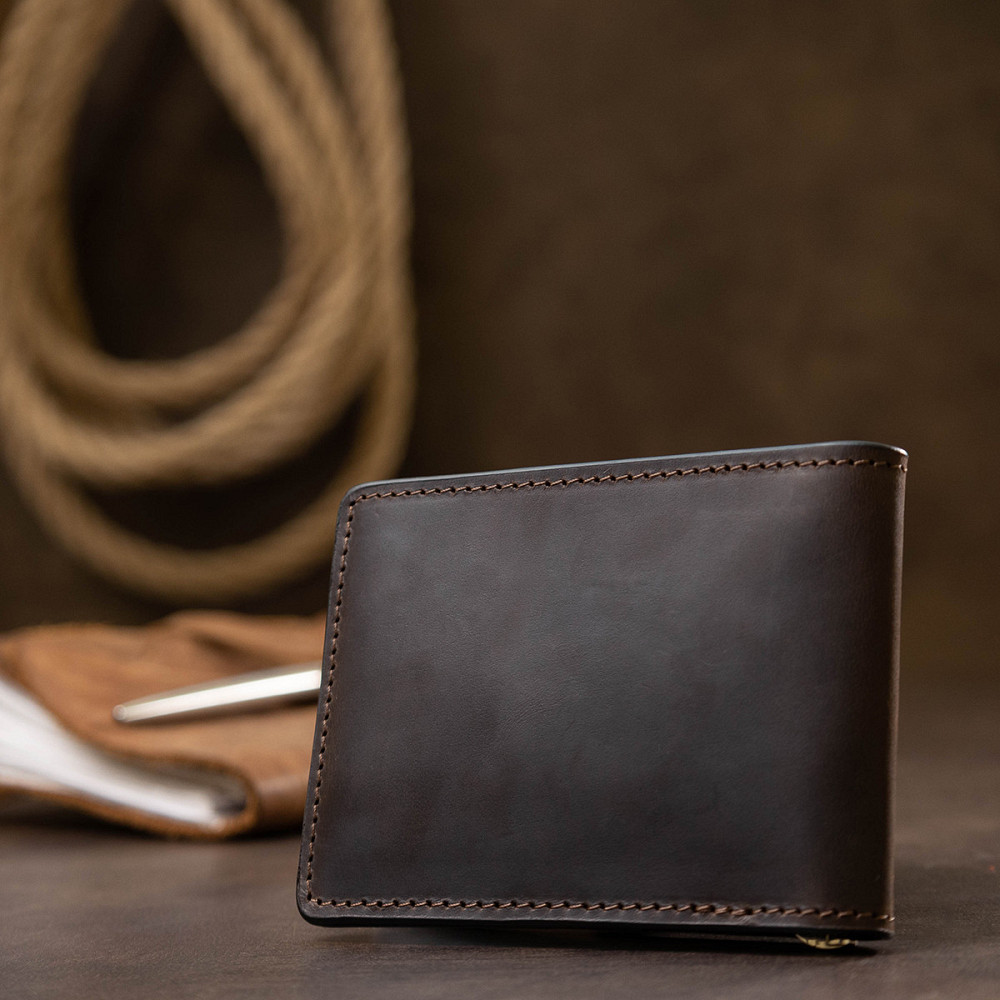 Шкіряний чоловічий затиск для грошей GRANDE PELLE 11543 Коричневий Київ - фото 3