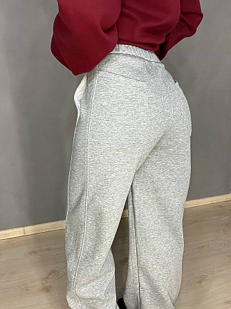 Штаны женские A-N 25061 спортивные широкие Baggy с карманами и шнурком трикотажные светло серые, све Одесса - изображение 4