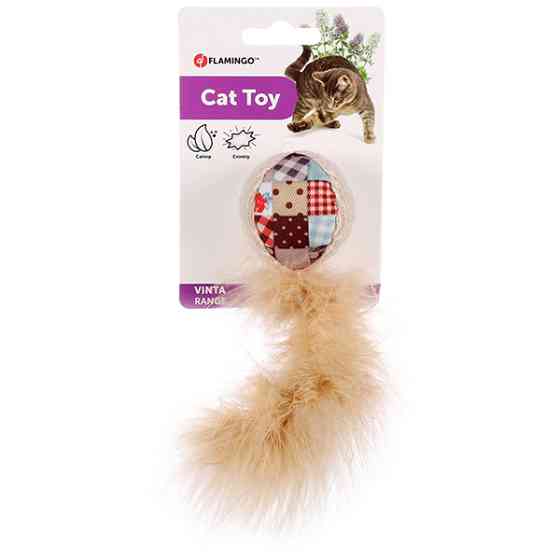 Flamingo Vinta Ball with Feathers ФЛАМІНГО ВІНТА М’ЯЧ З ПІР’ЯМ шурхотлива іграшка з котячою м’ятою для котів Київ