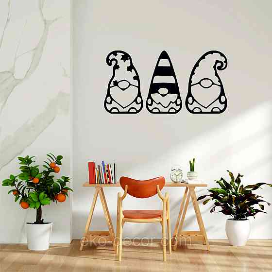 Декоративное настенное Панно «Гномики» Декор на стену 90*55 см-3шт, Черный Киев