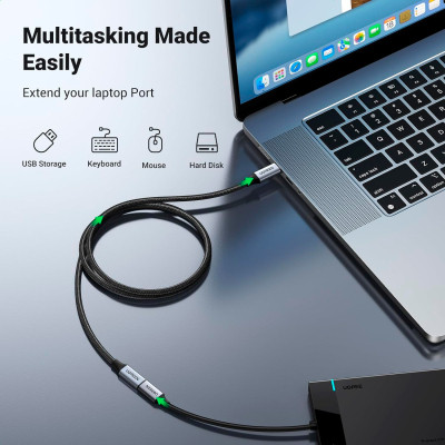 Дата кабель USB-C M/F 0.5m 5A USB 3.1 Gen2 10Gbps black Ugreen (80810) Вінниця - фото 10
