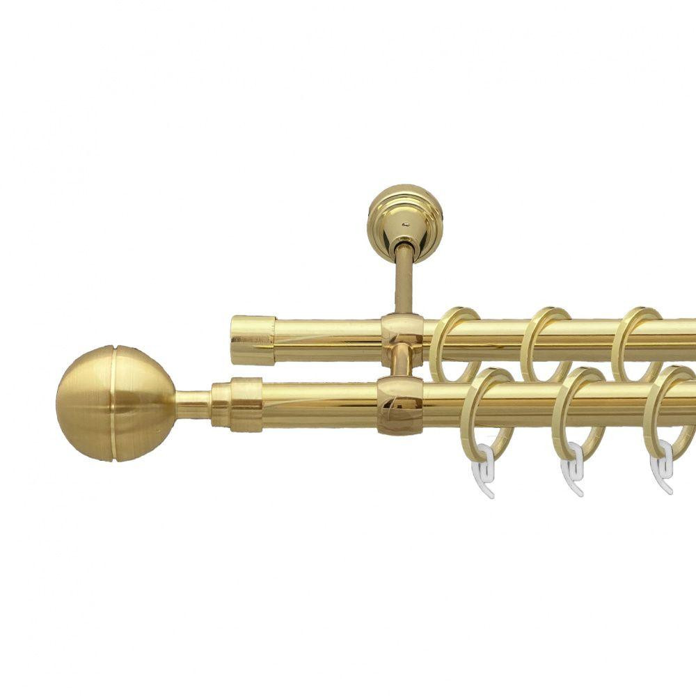 Карниз Orvit Корсо металевий дворядний литий гладка труба кільце фасонне металеве  Золото 19\19 мм 200 см (00-00009451) Львів - фото 1