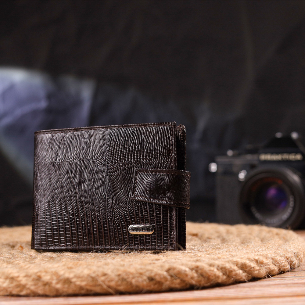 Чоловічий гаманець із натуральної фактурної шкіри CANPELLINI 21512 Коричневий Київ - фото 3