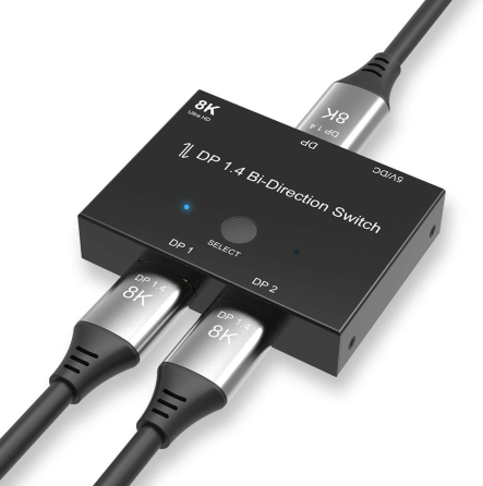 Двонаправлений перемикач DisplayPort 8K DP 1.4 8K@30Hz 4K@120Hz Розгалужувач-конвертер для кількох джерел та дисплеїв Київ
