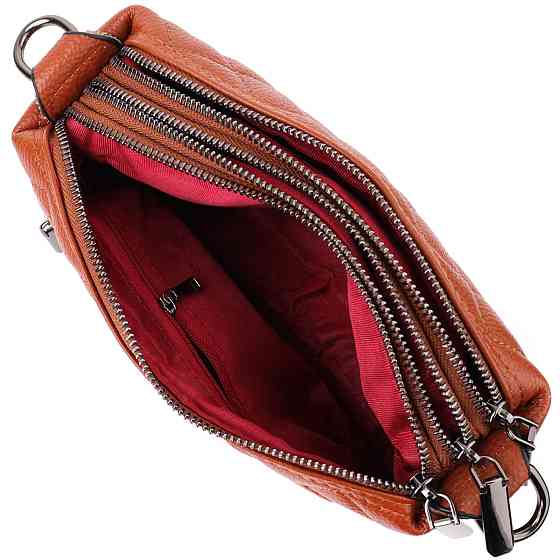 Жіноча сумка прошита модними ромбами з натуральної шкіри Vintage sale_15143 Рудий Київ