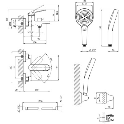 Душовий гарнітур Kroner Linz-GRN060 + змішувач Linz-GRN010 (CVS30158) Вінниця - фото 7
