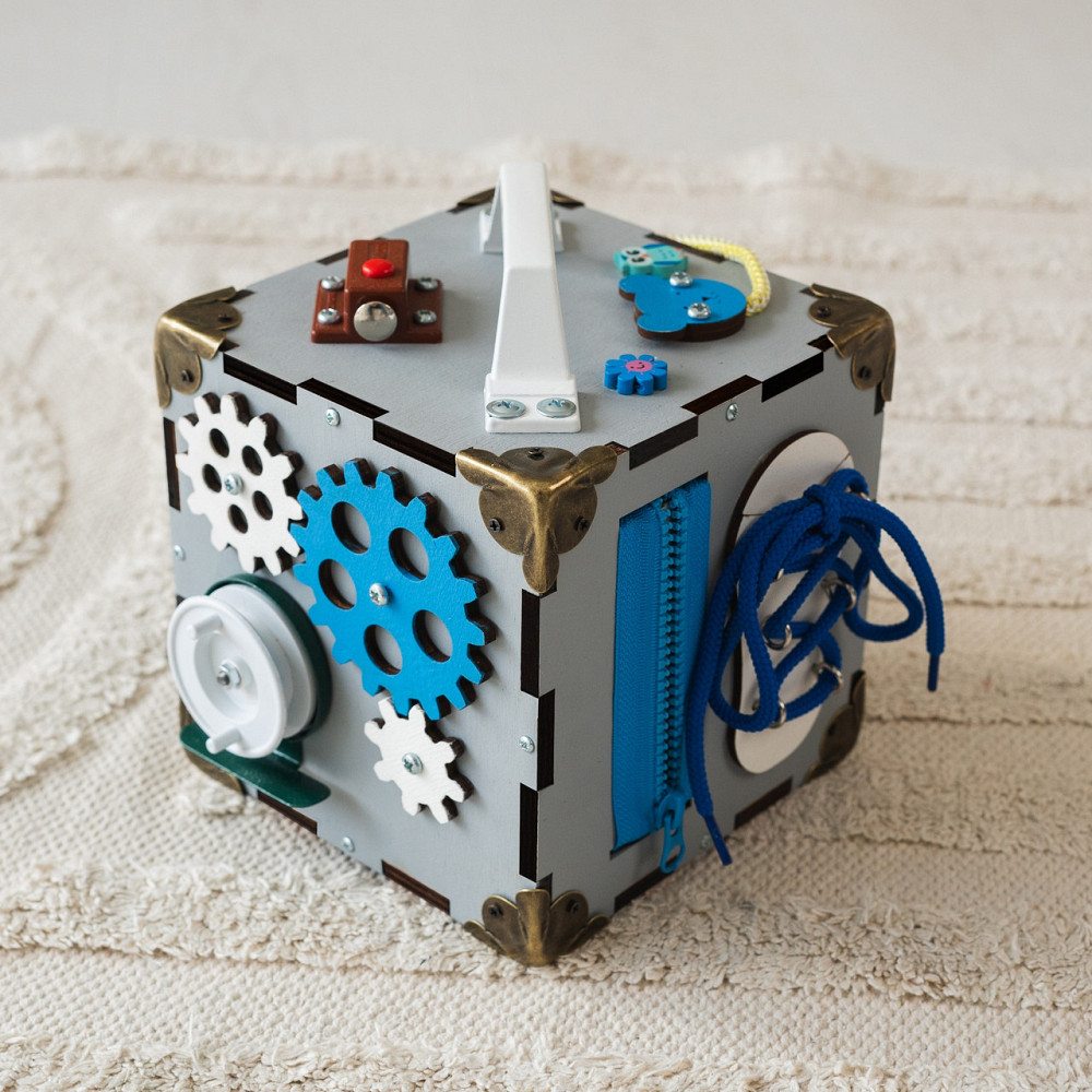 Маленький Бізікуб 15*15*15 Сірий дитячий куб Мінібізикуб для хлопчика Бізіборд Тернопіль - фото 2