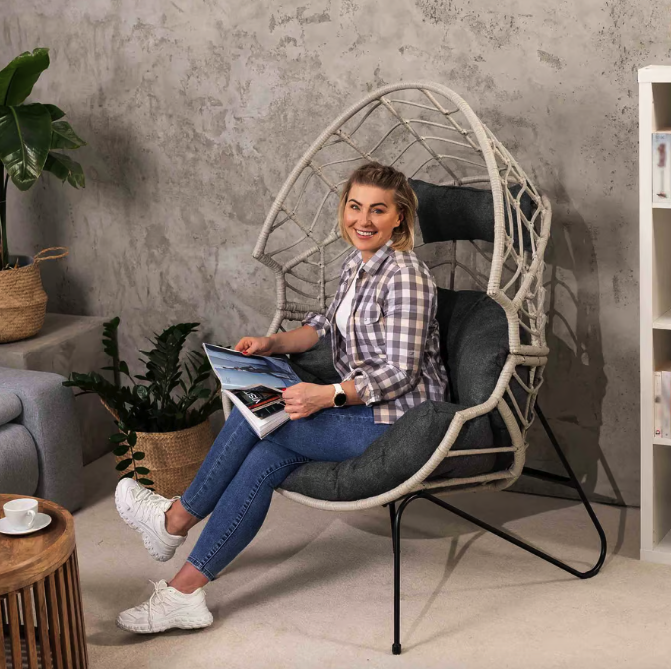 Крісло-кокон ротангове Di Volio Alcamo для відпочинку сірий Киев - изображение 2