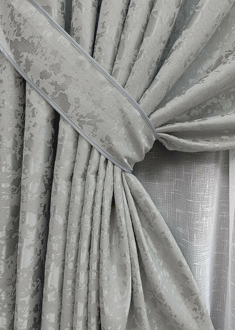 Комплект готовых штор VR-Textil Лен мрамор Pavliani ХО № 1263ш Светло-серый 100х280 см 2 шт (31-588) Киев - изображение 13