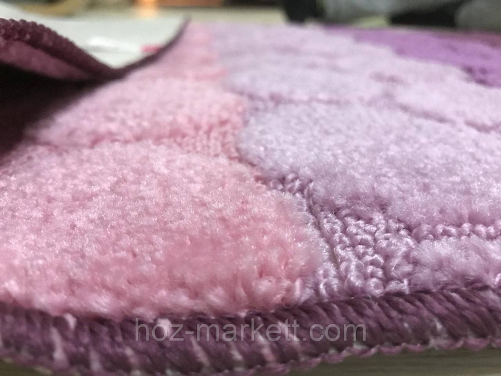 Килимки для ванної та туалету 100 х 60 см рожево - бузкові об'єднані Туреччина Харків - фото 3