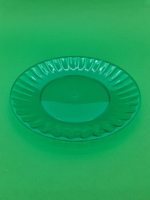 Одноразова тарілка склоподібна діаметр 205 мм зелена (10 шт.) Харків - фото 2