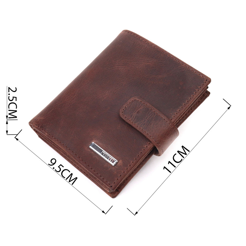 Небольшой мужской кошелек в винтажной коже KARYA 21387 Коричневый Киев - изображение 10