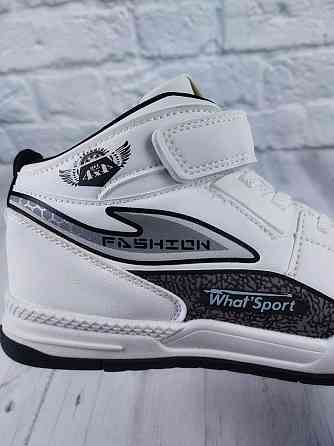 Детские демисезонные белые кроссовки хайтопы  светоотражающие для мальчиков подростков 32 Николаев